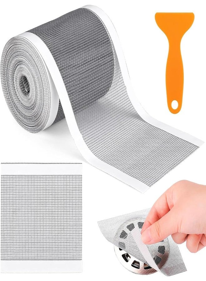 KriVat Disposable Shower Drain Sticker, Self-Adhesive Floor Drain Stickers, Hair Catcher Shower Drain Mesh Stickers for Bathroom, Kitchen Sink with Cleaning Shovel (ROLL 7cm*5m (Small Size)) - Image 1